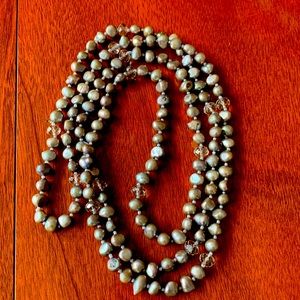 Long fresh water and crystals necklace